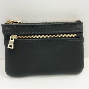 Portland Leather Double Zip Wallet in Smooth Black-NEW